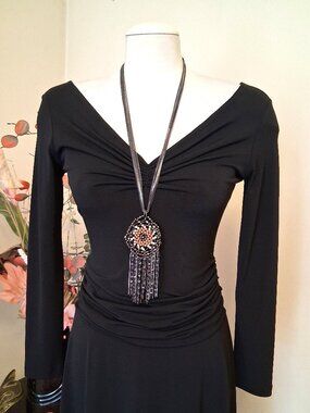 Sandwich Designer Medium Multi Chain Necklace Handmade Beads Pendant